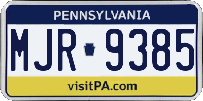 PA license plate MJR9385