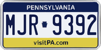 PA license plate MJR9392