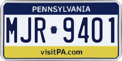PA license plate MJR9401