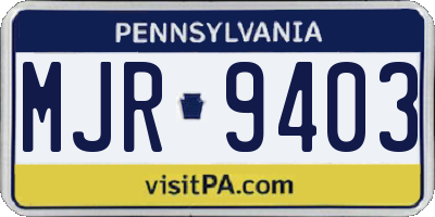PA license plate MJR9403
