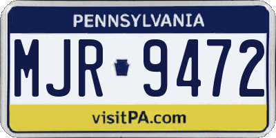 PA license plate MJR9472