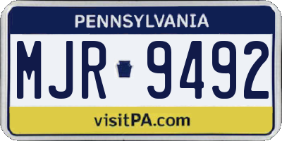PA license plate MJR9492