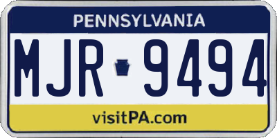 PA license plate MJR9494