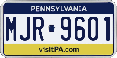 PA license plate MJR9601