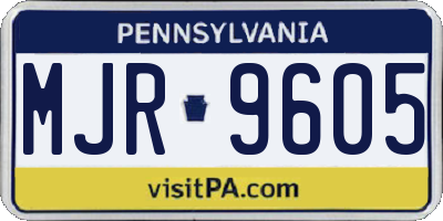 PA license plate MJR9605