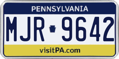 PA license plate MJR9642
