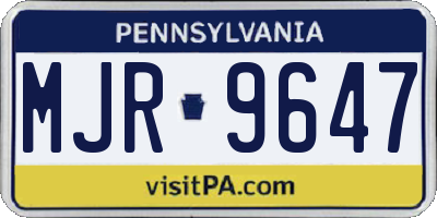 PA license plate MJR9647
