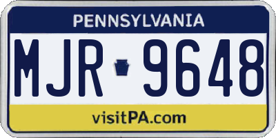 PA license plate MJR9648