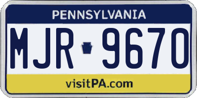 PA license plate MJR9670