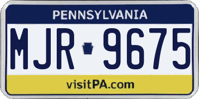 PA license plate MJR9675