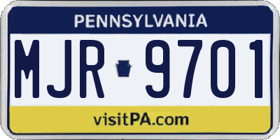 PA license plate MJR9701