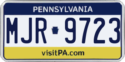 PA license plate MJR9723