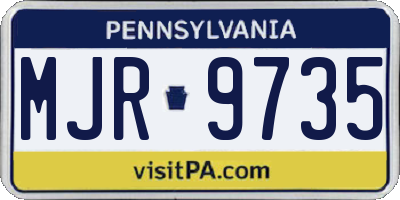 PA license plate MJR9735