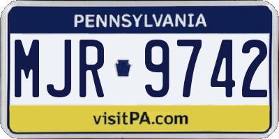 PA license plate MJR9742