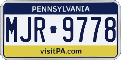 PA license plate MJR9778