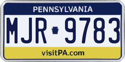 PA license plate MJR9783