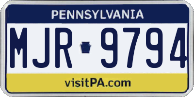 PA license plate MJR9794