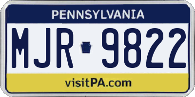 PA license plate MJR9822