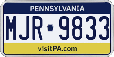 PA license plate MJR9833