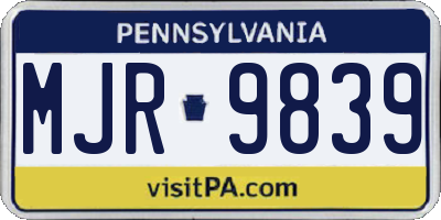 PA license plate MJR9839
