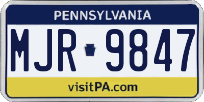 PA license plate MJR9847