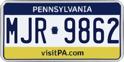 PA license plate MJR9862