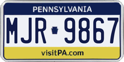 PA license plate MJR9867