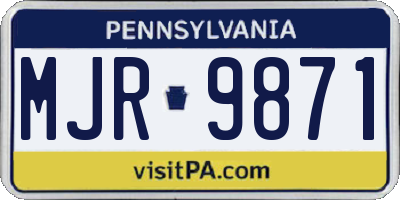 PA license plate MJR9871