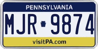PA license plate MJR9874