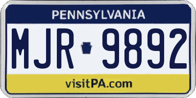 PA license plate MJR9892