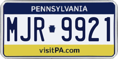 PA license plate MJR9921