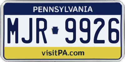 PA license plate MJR9926