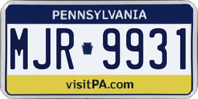 PA license plate MJR9931
