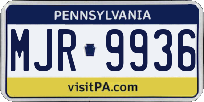 PA license plate MJR9936