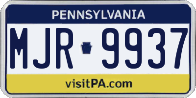 PA license plate MJR9937