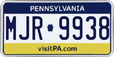 PA license plate MJR9938