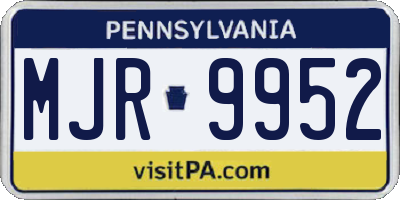 PA license plate MJR9952