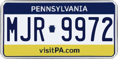 PA license plate MJR9972