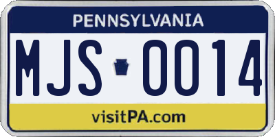 PA license plate MJS0014