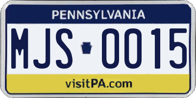 PA license plate MJS0015
