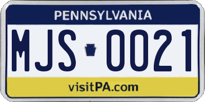 PA license plate MJS0021
