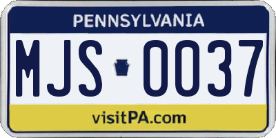 PA license plate MJS0037