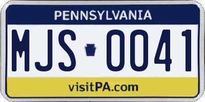 PA license plate MJS0041