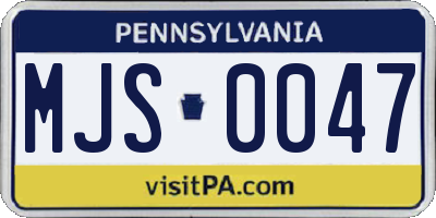 PA license plate MJS0047