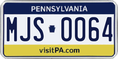PA license plate MJS0064