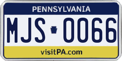 PA license plate MJS0066