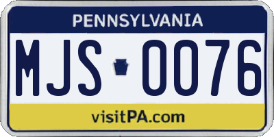 PA license plate MJS0076