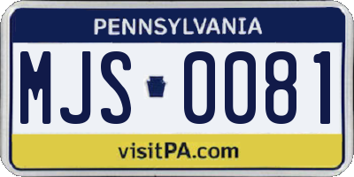 PA license plate MJS0081