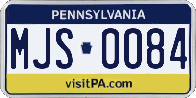 PA license plate MJS0084