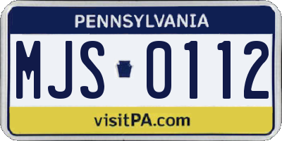 PA license plate MJS0112